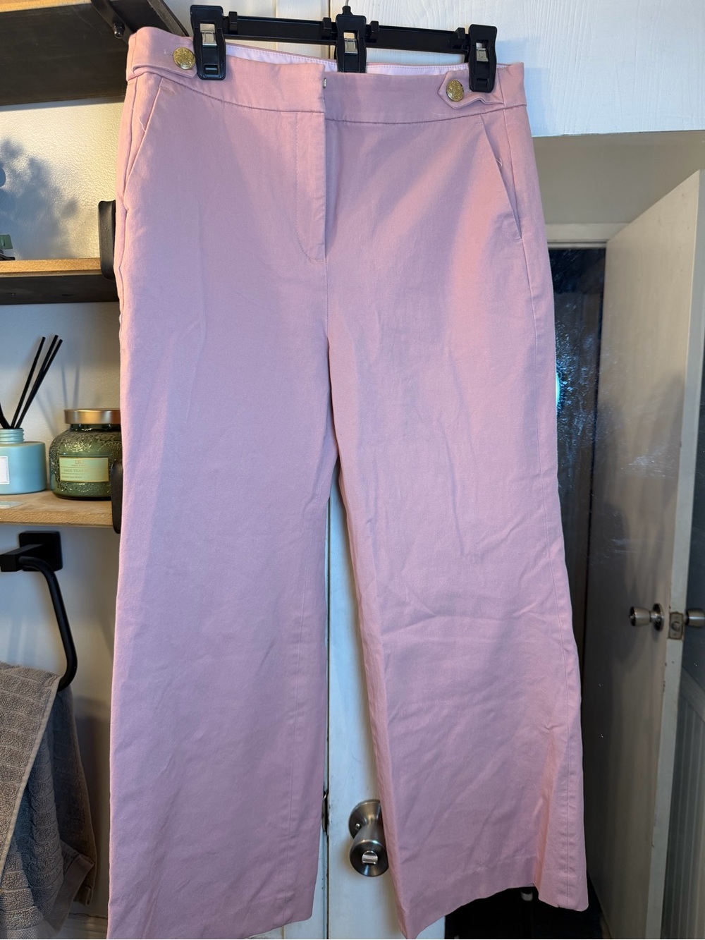 J. Crew Light Pink High-Rise Wide Leg Pants